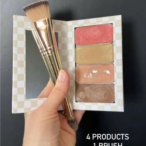 Makeup Palette with Brush - Pink, Gold, Brown Shades